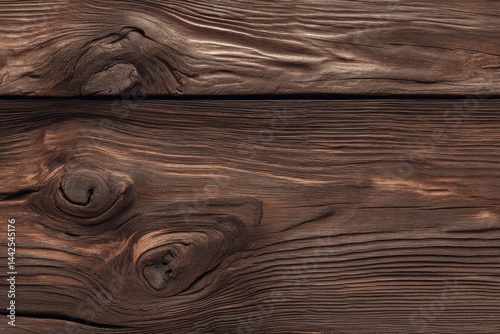 A brown board is set against a dark wooden background that showcases a natural wood texture