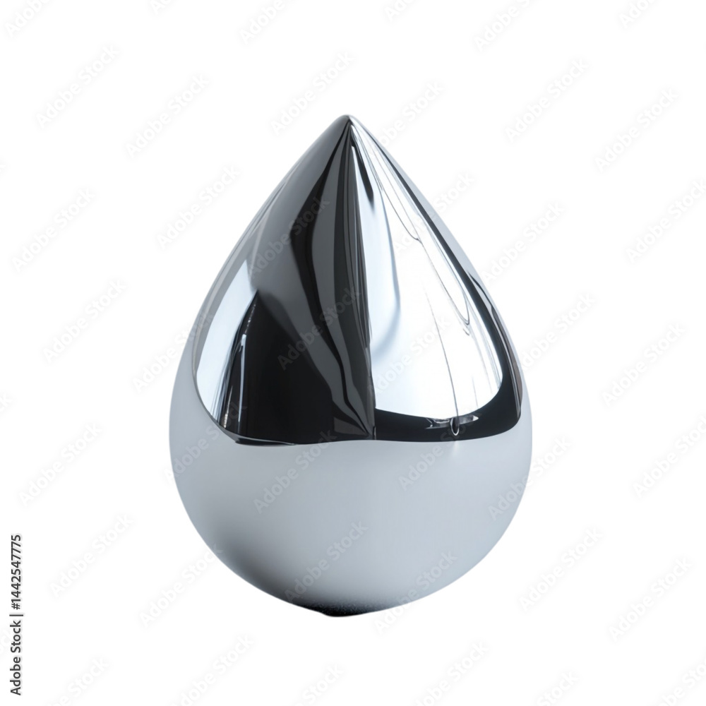 Shiny metallic teardrop shaped object on white background Shiny metallic teardrop shaped object on white background