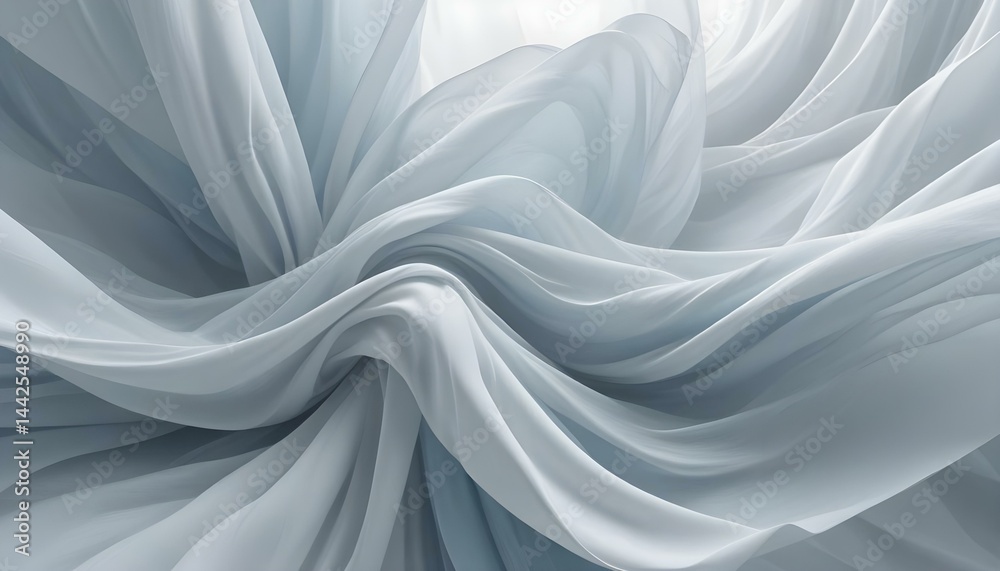 Obraz premium Abstract flowing fabric in soft blue color creating an elegant and smooth background.