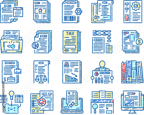 Business Finance Audit set Icons hand drawn
