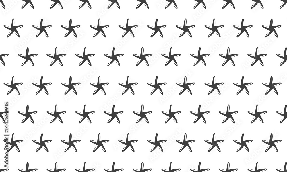 Naklejka premium Seamless pattern of simple starfish illustrations. Perfect for summerthemed designs, beachinspired backgrounds, or nautical projects.