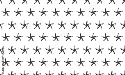 Seamless pattern of simple starfish illustrations.  Perfect for summerthemed designs, beachinspired backgrounds, or nautical projects. photo