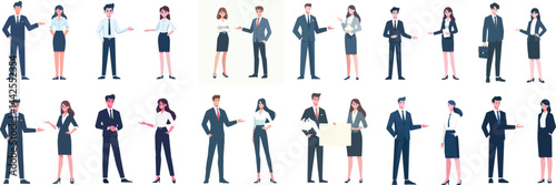 vector set of businessman couple presentation a work project 