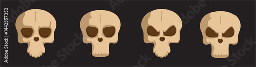 Set of skulls with expressions