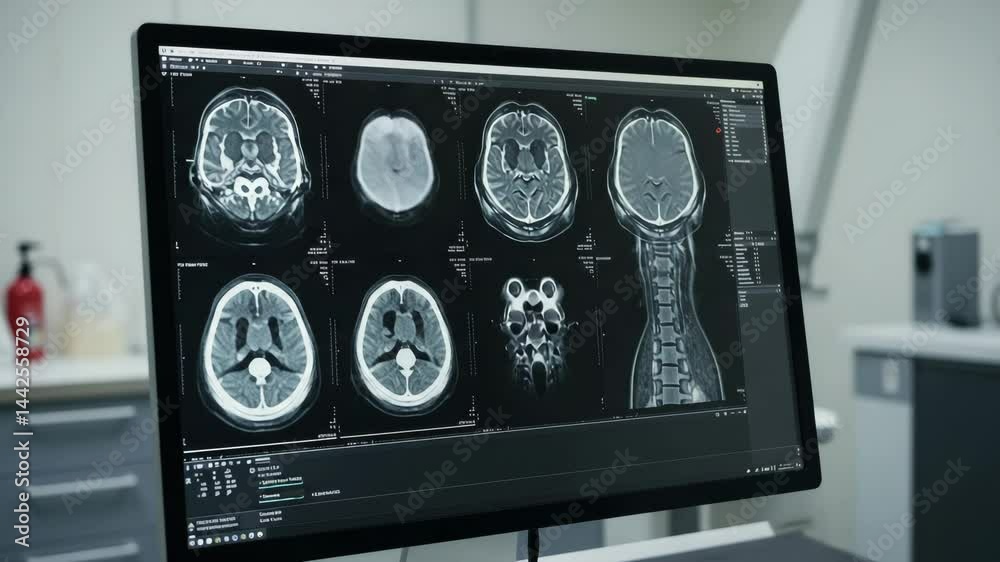 MRI Scans Displayed on Computer Monitor in Medical Facility - A ...