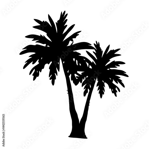 Download high resolution silhouette of two palm trees vector illustration for free commercial use