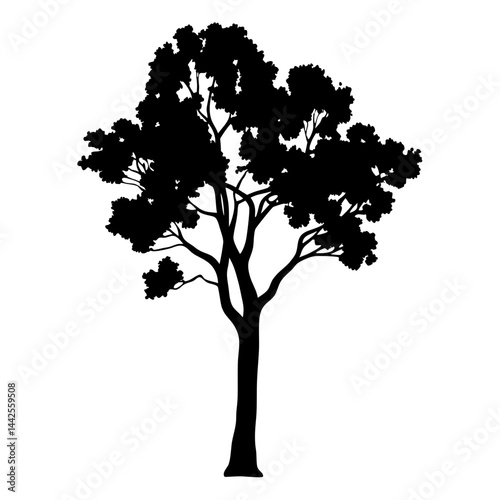 Black tree silhouette vector graphic for design projects nature illustration and art design needs