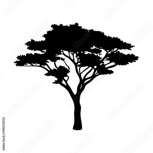 Download african acacia tree silhouette vector art graphic design element for free use and illustration