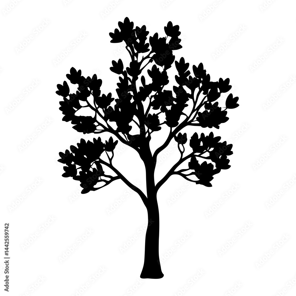 Fototapeta premium Download black silhouette tree vector art for graphic design and nature illustration projects