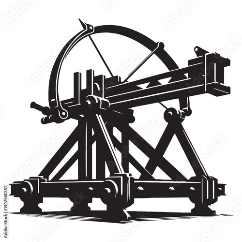 Mighty Ballista silhouette, the crossbow of the ancients – Ballista illustration – Minimalist Ballista vector – Weapon silhouette

