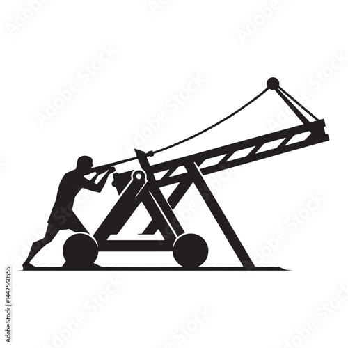 Powerful Ballista silhouette, designed for long-range destruction – Ballista illustration – Minimalist Ballista vector – Weapon silhouette

