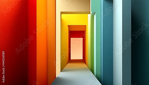Abstract, colorful background with geometric shapes, rainbow colors, and sharp edges.Generative AI