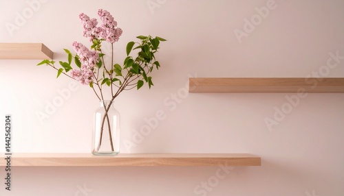 美しい花や植物を部屋に飾る、棚のある部屋