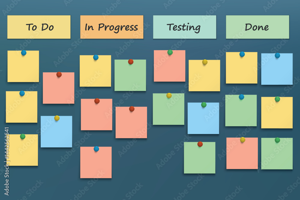 Project Management Board with Kanban Style Task Organization