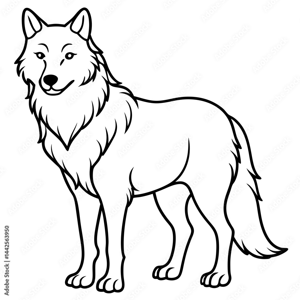 Obraz premium Elegant Wolf Outline Illustration