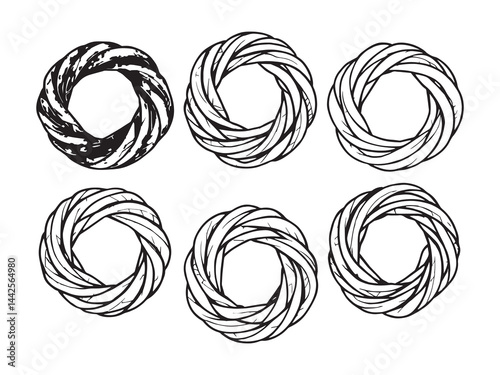 Bale Twine Farm Equipment Detailed Line Art Vector Design 