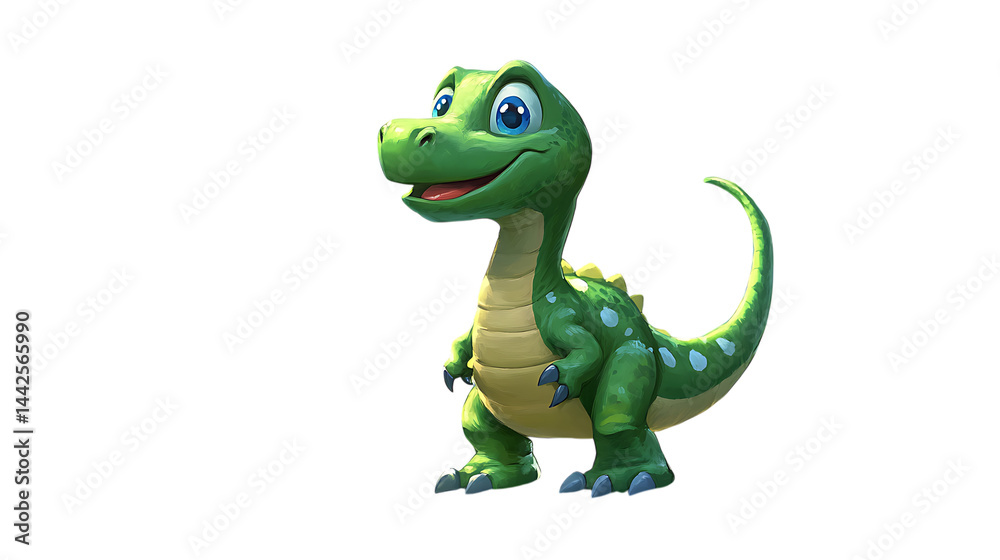 Fototapeta premium 3D cartoon happy green dinosaur