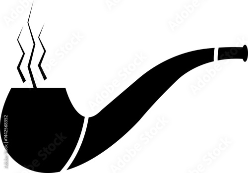Tobacco pipes icon . Cigarette vector logo design Smoking Pipe silhouette isolated on transparent background Vintage old fashion addiction tool cigarette usually smoked by elderly people