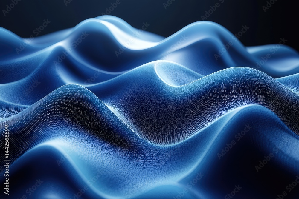 Obraz premium Abstract wavy surface design in shades of deep blue.