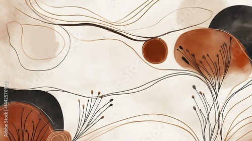 Abstract Beige Brown Watercolor Art Print Midjourney