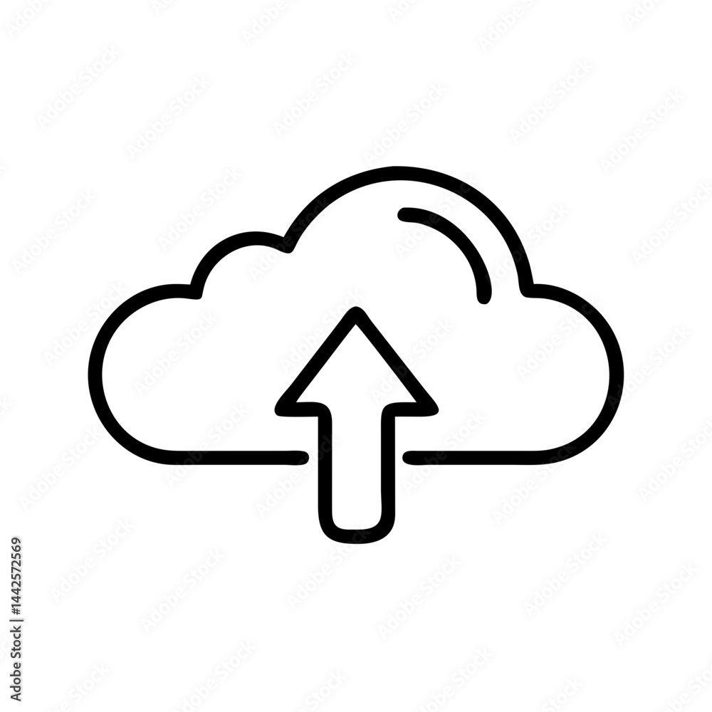 Cloud Upload Icon with Arrow Symbolizing File Transfer Cloud Upload Icon with Arrow Symbolizing File Transfer