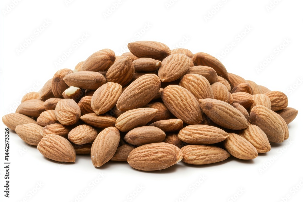 Pile of almonds on white Pile of almonds on white