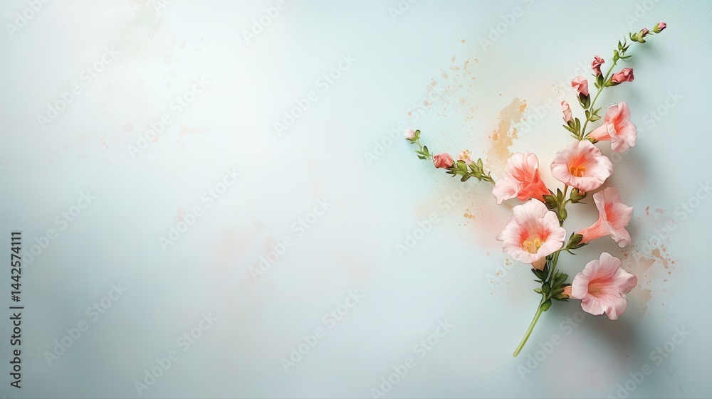 Elegant Peach Flowers Arrangement on Pale Blue Background peach flowers floral arrangement pale blue Elegant Peach Flowers Arrangement on Pale Blue Background peach flowers floral arrangement pale blue