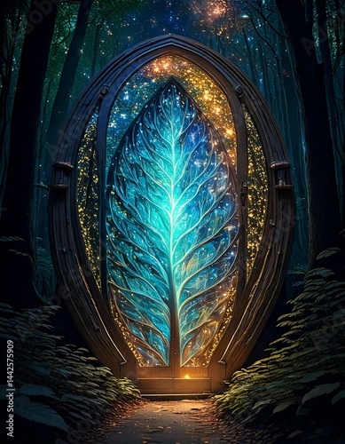 Enchanted Forest Portal: Glowing Leaf Gateway