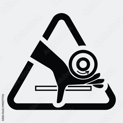 Hand Crush Roller Pinch Point Symbol Sign Isolate on White Background,Vector Illustration