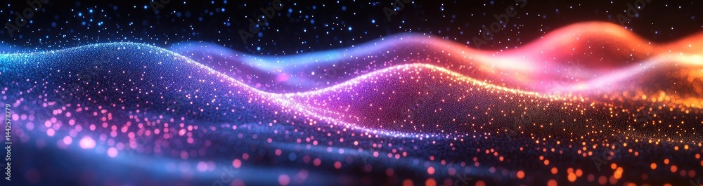 Obraz premium Abstract wavy design with glowing particles