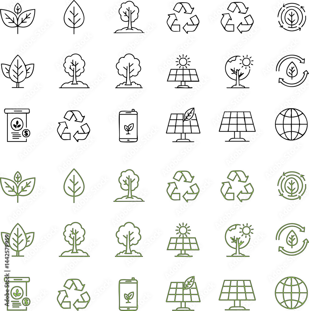 Fototapeta premium Go Green Sustainable icons Eco friendly design renewable energy ecology graphics