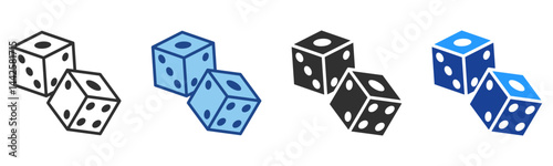 Dice Icon Multiple Style Vector Collection 