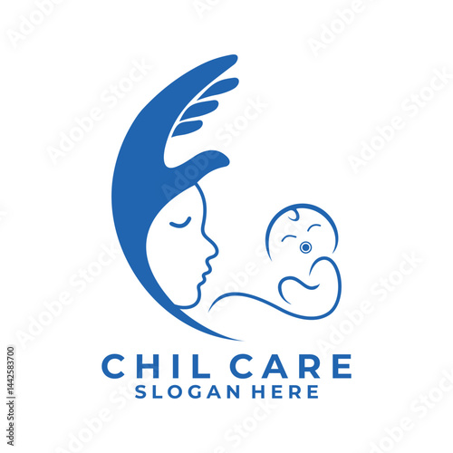 Abstract Baby, Mom, and Hands logo design vector