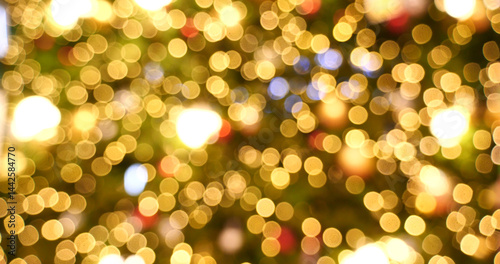Billede på lærred Blurred background golden glitter shiny sparkling banner