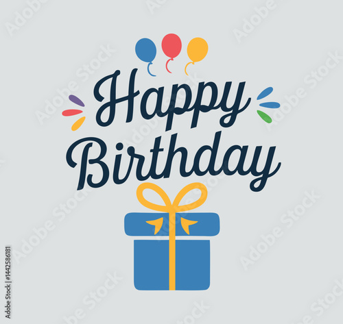 A vibrant and joyful Happy Birthday logo design featuring colorful elements, playful fonts, and festive decorations. Perfect for birthday parties, event planners, greeting cards, cake shops, and digit