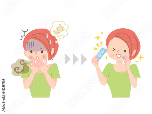 口臭の悩みビフォーアフターの女性