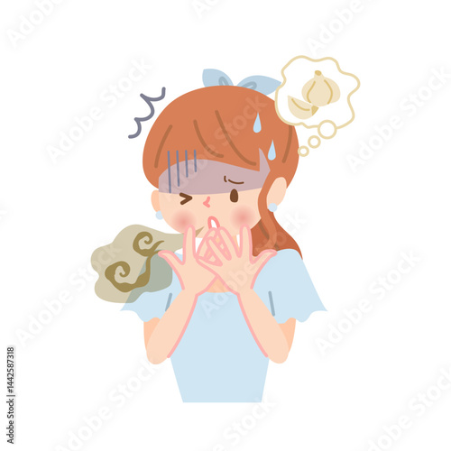 ニンニクを食べて口臭が気になる女性