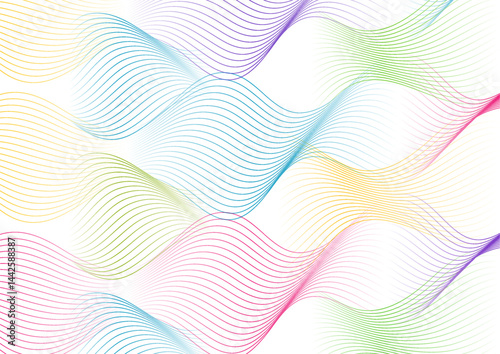 Colorful linear waves pattern elegant abstract background. Vector minimal curves design
