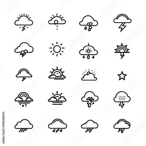 天気と気象シンボルのアイコンセット｜Weather and Climate Icon Set