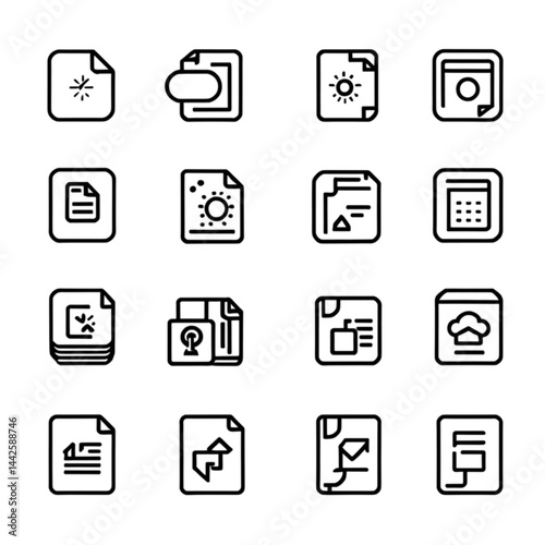 書類とクラウドデータのアイコンセット｜Document and Cloud Data Icon Set