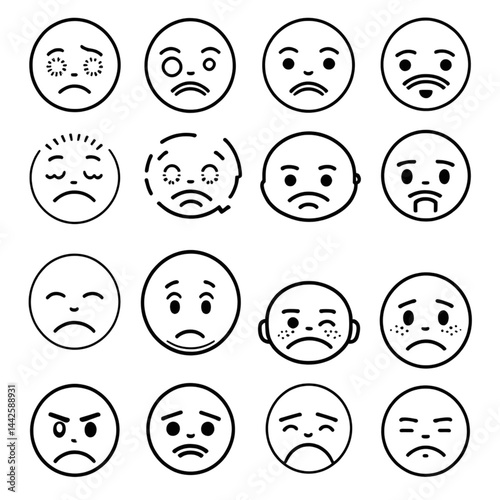 表情アイコンセット（感情バリエーション）｜Emotion Facial Icon Set