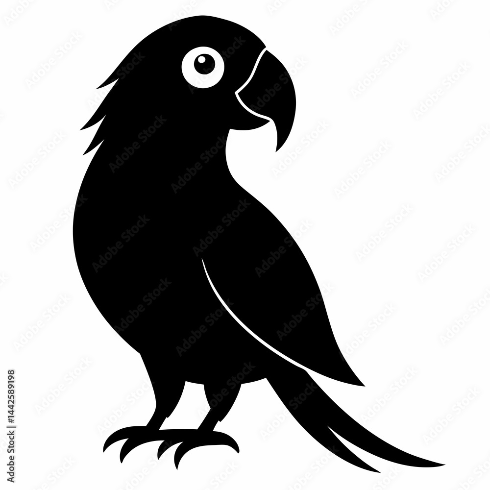 Fototapeta premium Flat Black Parrot Vector