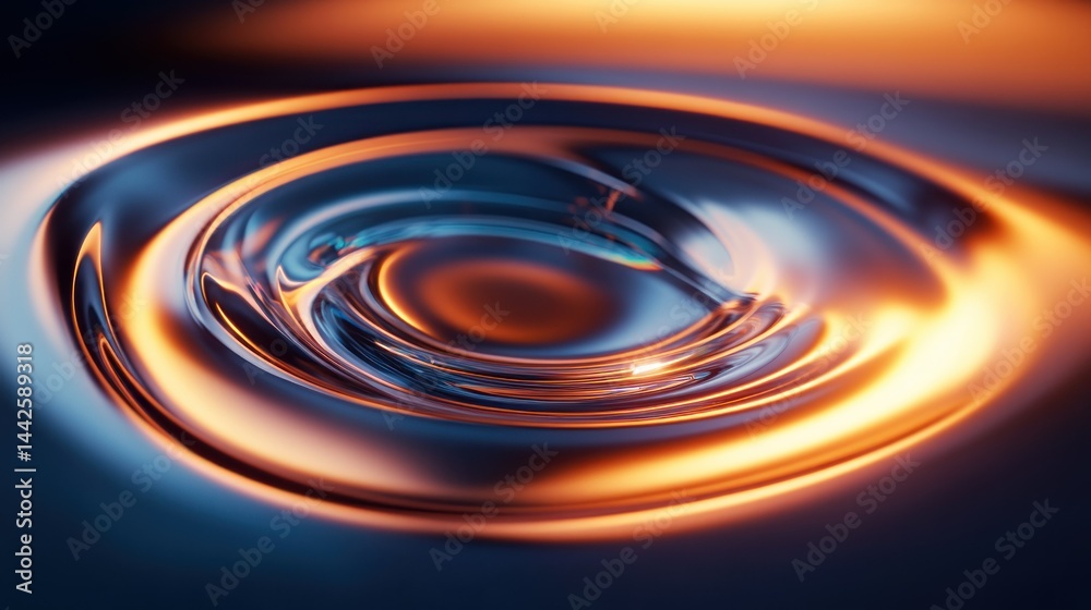 Concentric circular lines display a fluid visual with glowing reflections Concentric circular lines display a fluid visual with glowing reflections