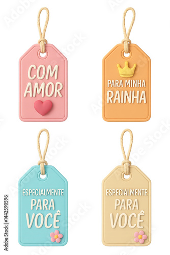 Happy Mother's Day celebration with family and flowers | Feliz dia das Mães Selo 3D