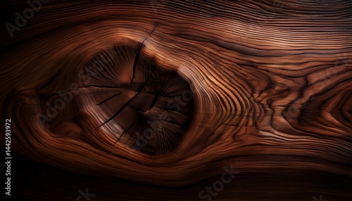 Natural Brown Oak Wood Grain Texture Close-Up, Deep Moody Lighting, Hyper-Realistic Surface, Top-Down View.