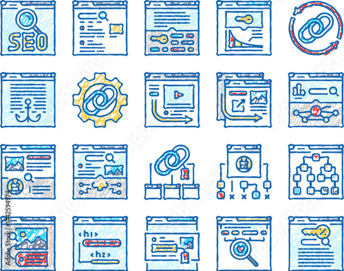 seo optimize community icons hand drawn