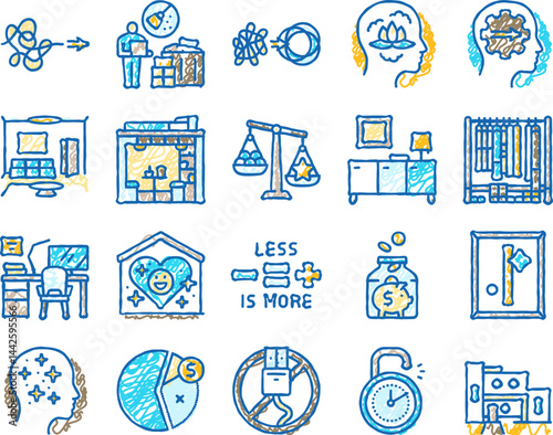 minimalist mind man person icons hand drawn