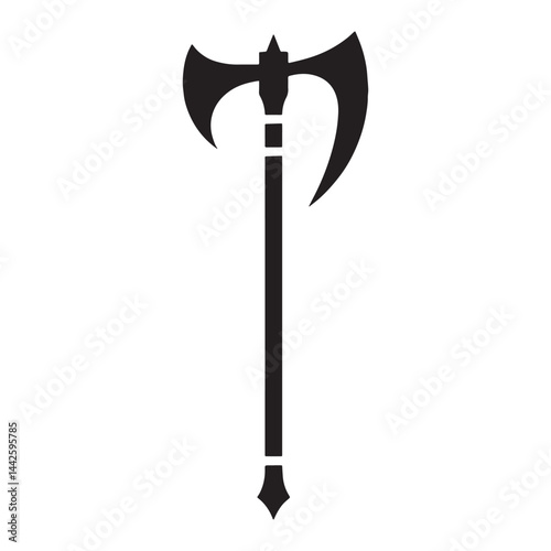 Historic Halberd silhouette, forged for power and reach – Halberd illustration – Minimalist Halberd vector – Weapon silhouette

