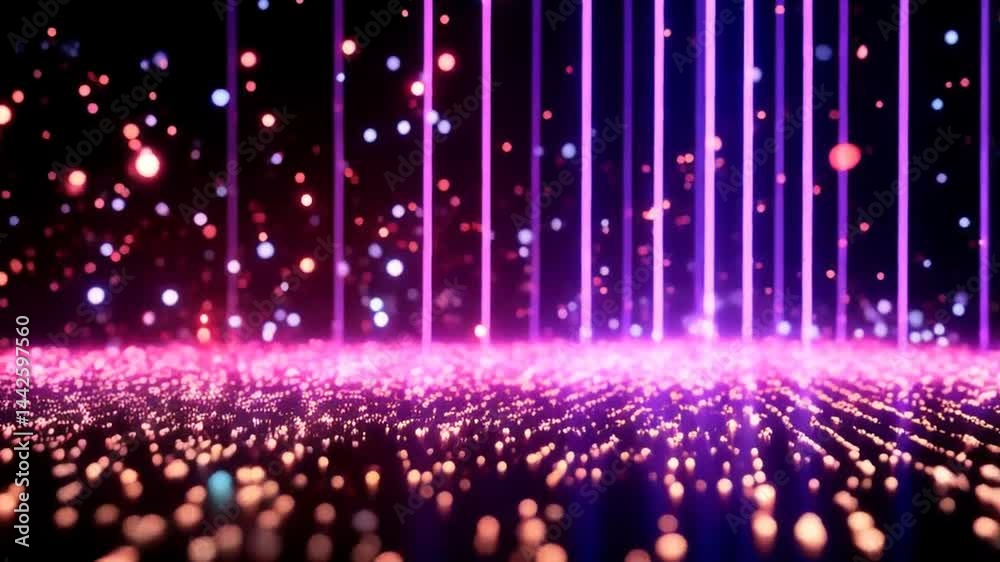 Abstract multi colored bokeh lights and neon strobes background