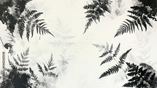 Abstract fern print on light background